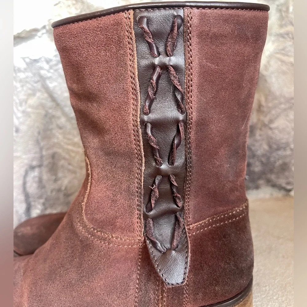 Brown Suede Leather Ankle boots Women's Engineer Moto Sz 36 5.5 Vero Cuoio Italy - Picture 4 of 11